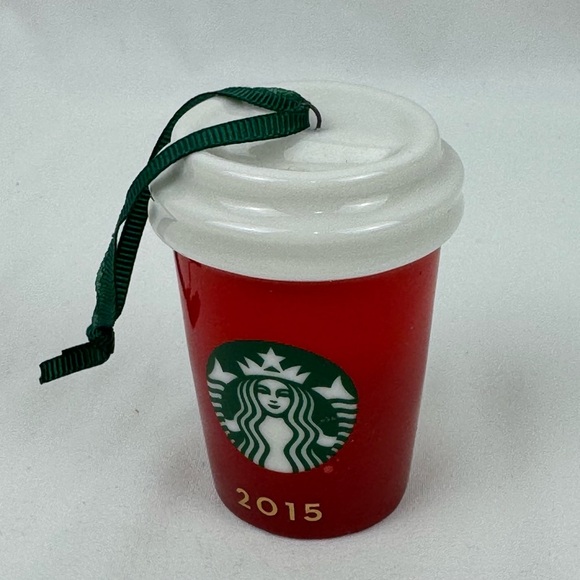 Christmas Starbucks Ornament 2015 Red Ceramic Coffee Cup Holidays - Picture 1 of 3